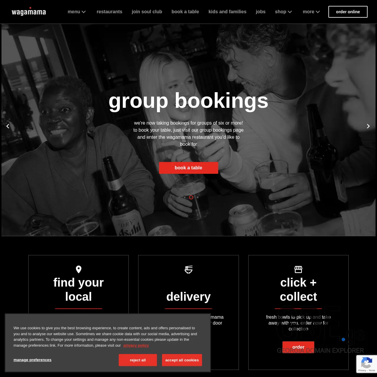 Screenshot of the site wagamama.ge at 2025-12-15