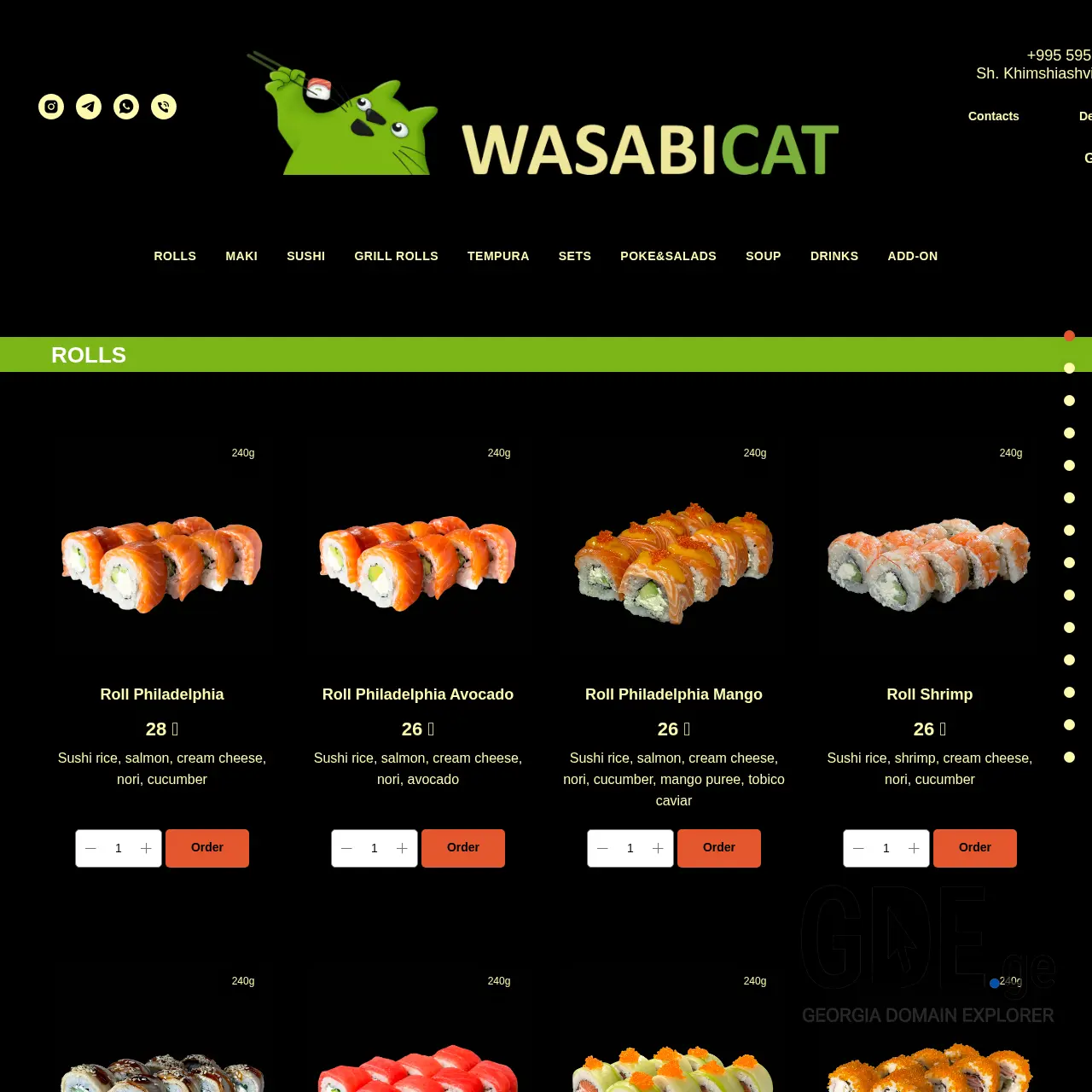 Screenshot of the site wasabicat.ge at 2025-12-12