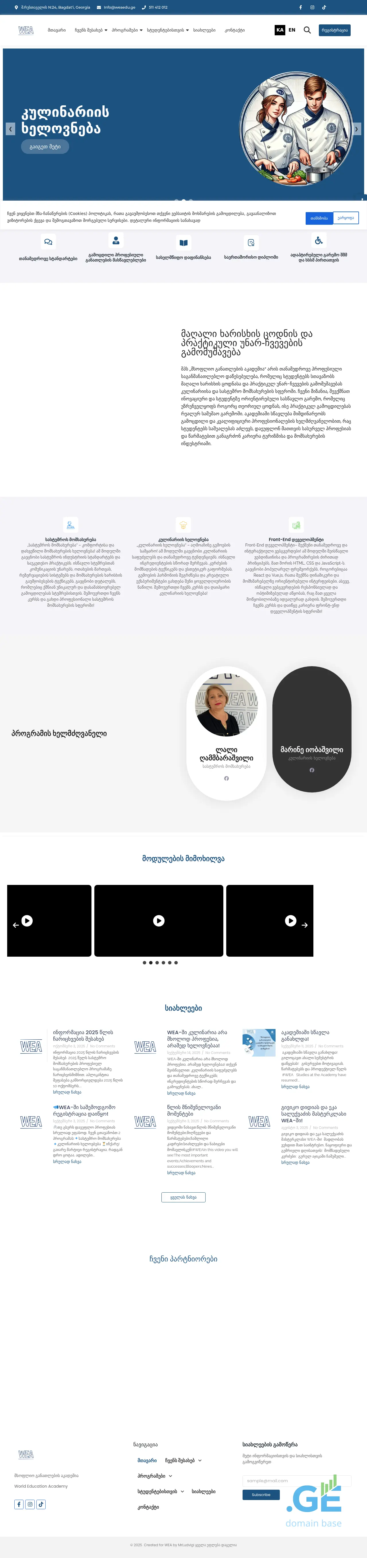 Screenshot of the site weaedu.ge