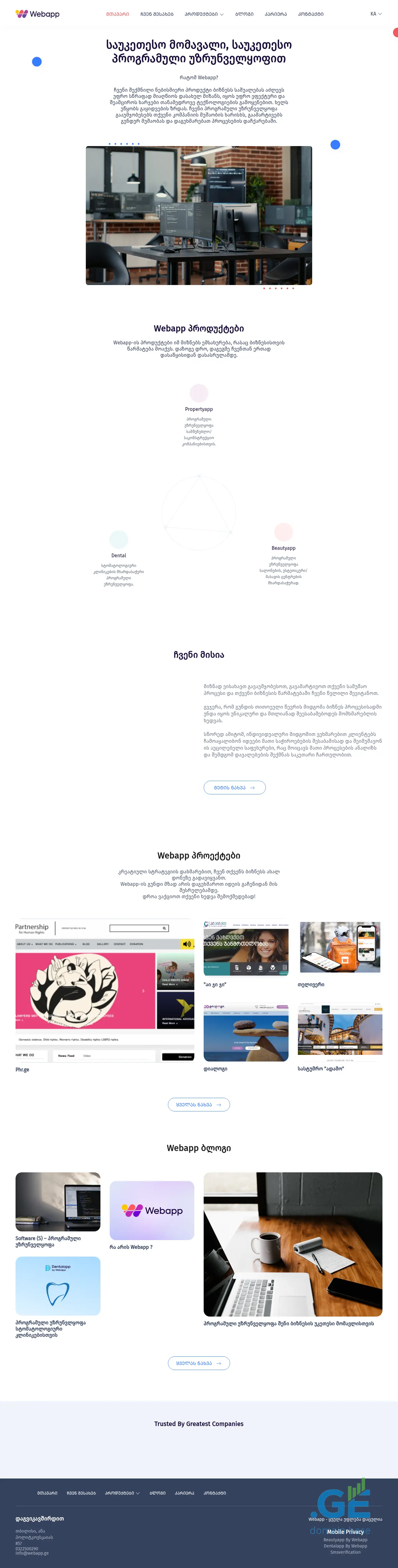 Screenshot of the site webapp.ge