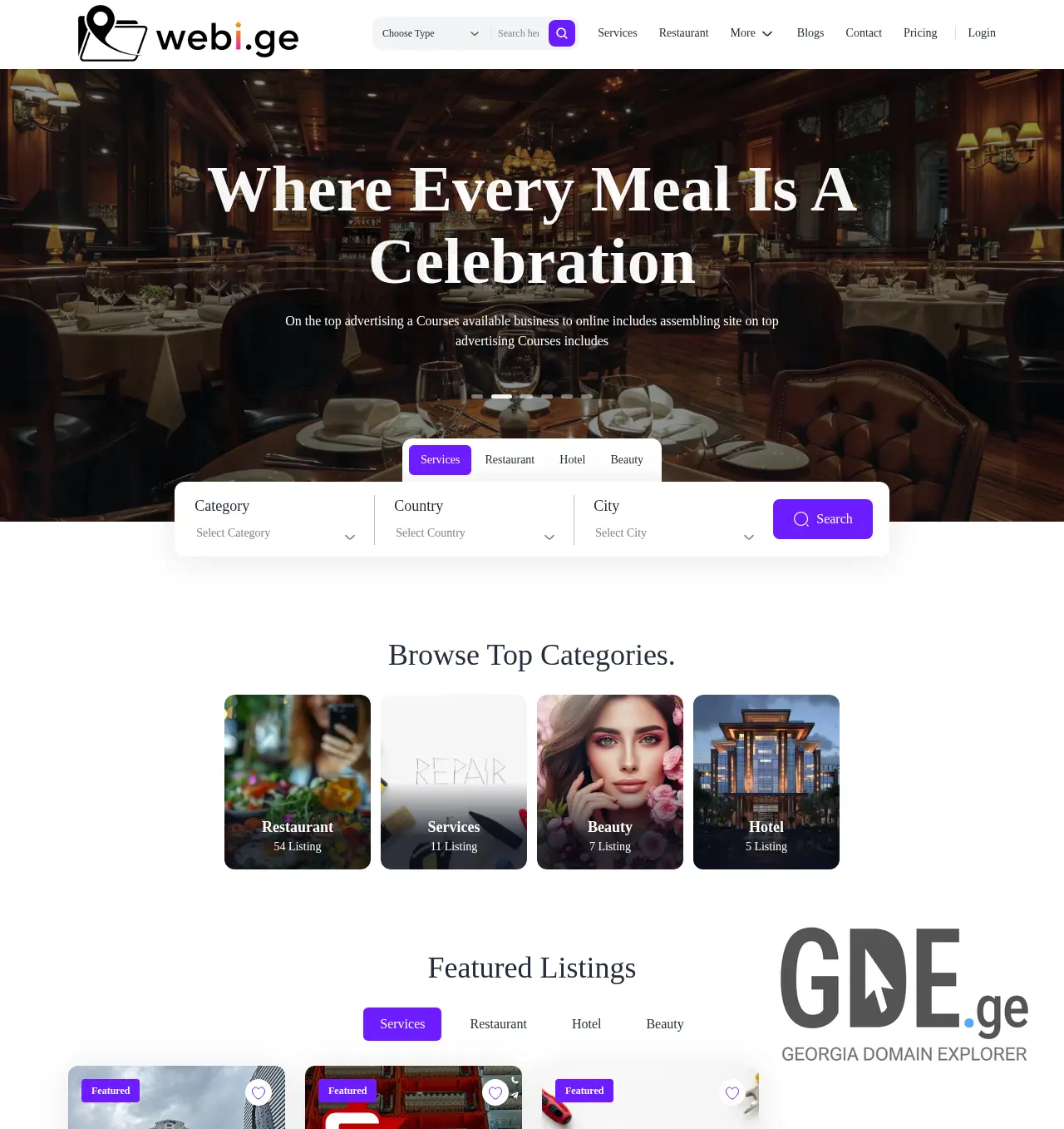 Screenshot of the site webi.ge at 2025-12-06
