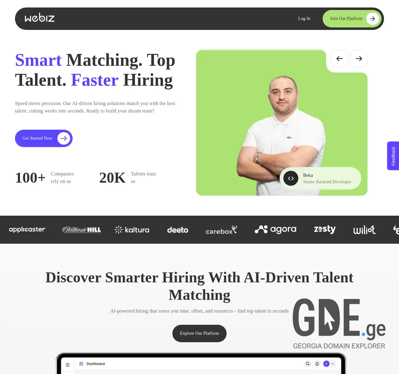 Screenshot of the site webiz.ge at 2025-11-25
