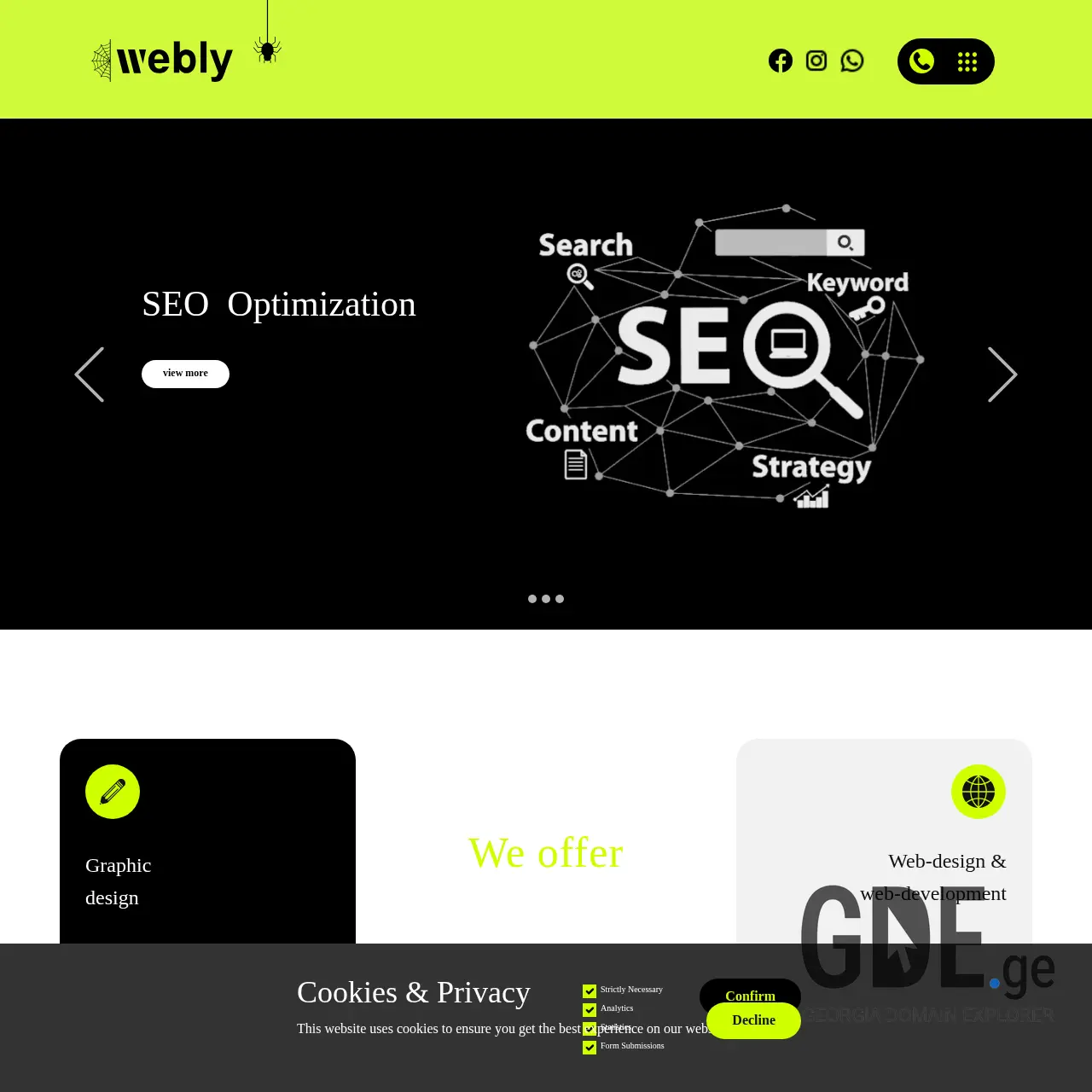 Screenshot of the site webly.ge at 2025-12-12