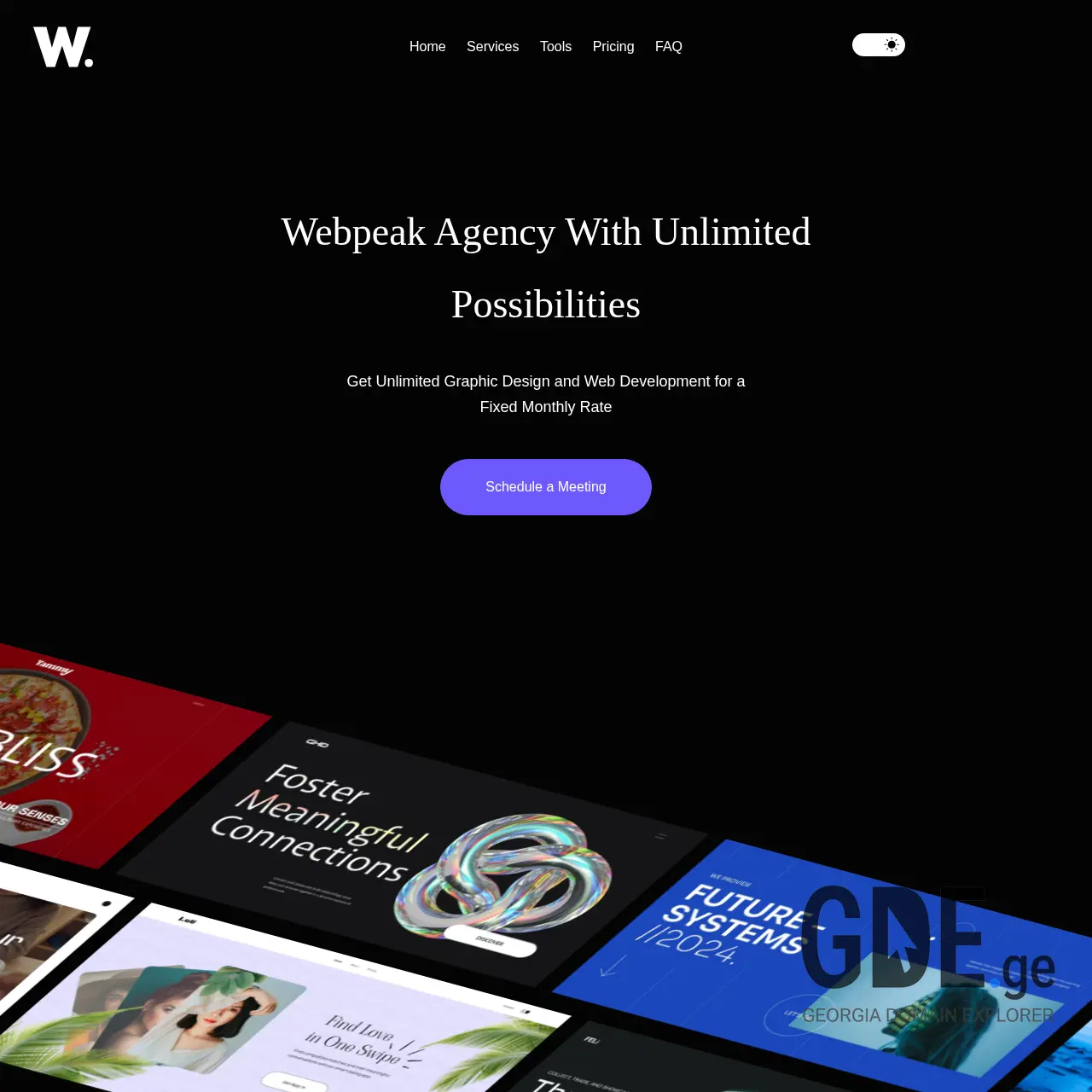 Screenshot of the site webpeak.ge at 2025-12-12