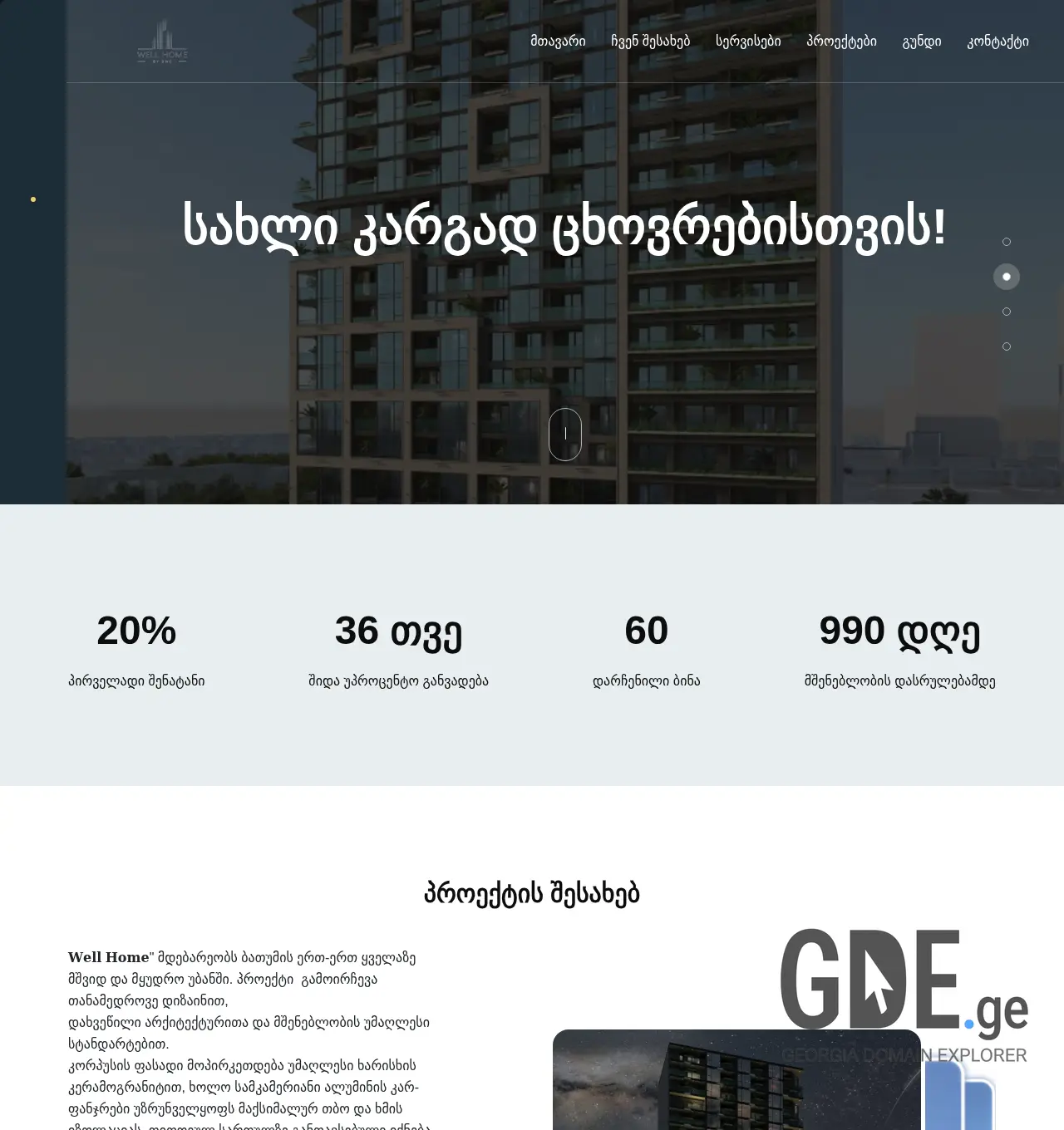 Screenshot of the site wellhome.ge at 2025-12-06