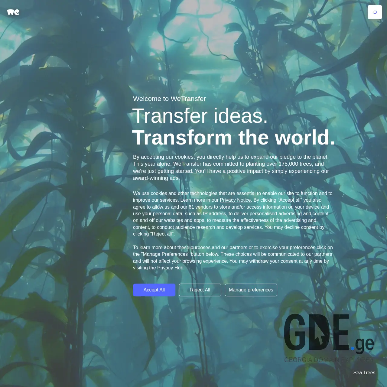 Screenshot of the site wetransfer.ge at 2025-12-12