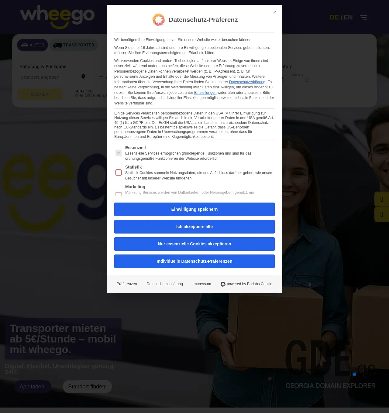 Screenshot of the site wheego-mobility.ge at 2025-12-07