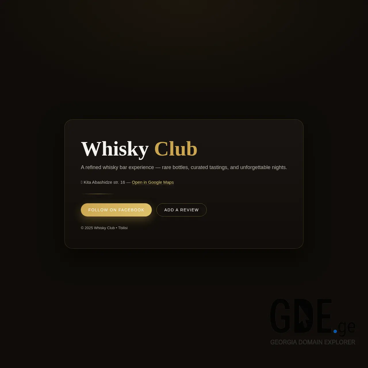 Screenshot of the site whiskybar.ge at 2025-12-18