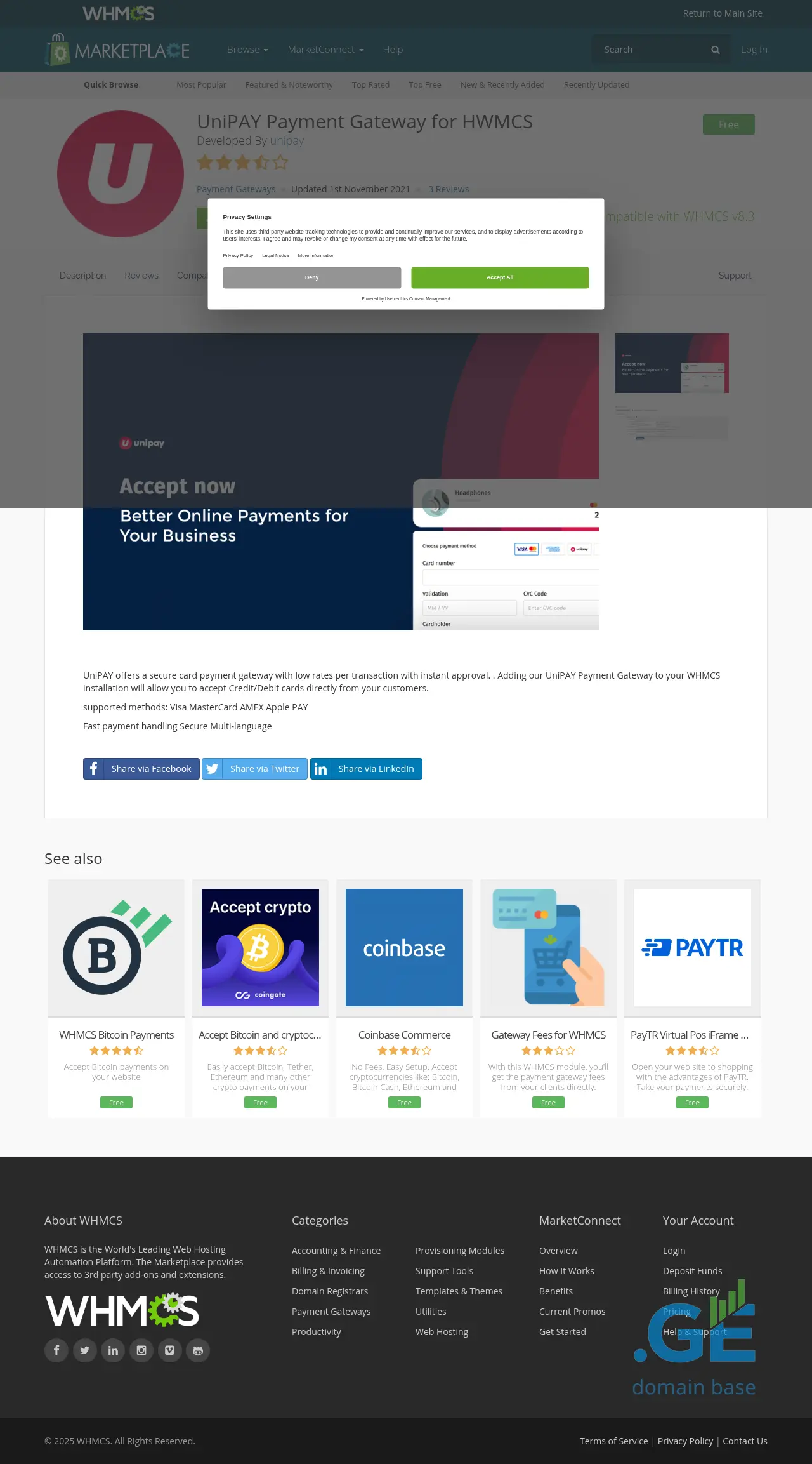 Screenshot of the site whmcs.ge at 2025-09-10