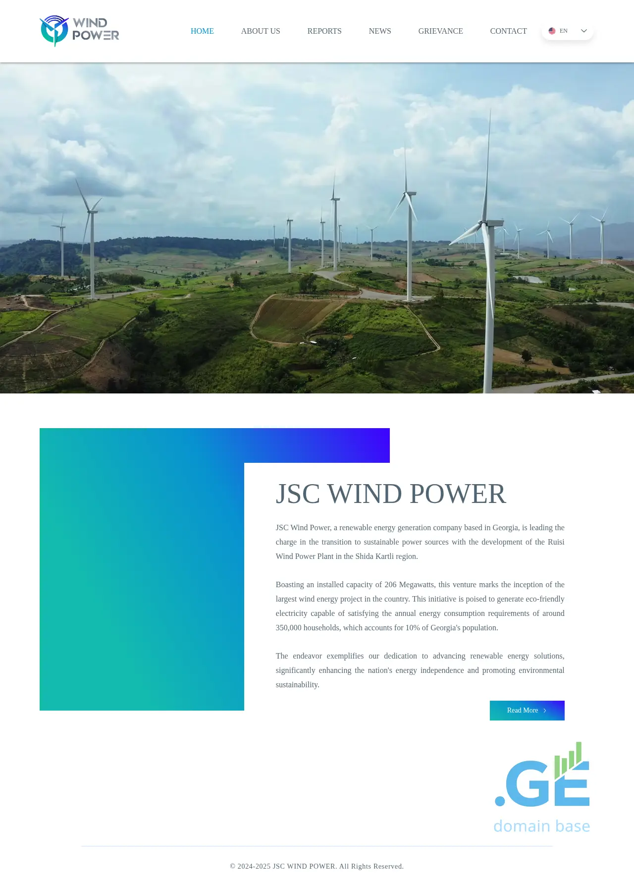 Screenshot of the site windpower.ge