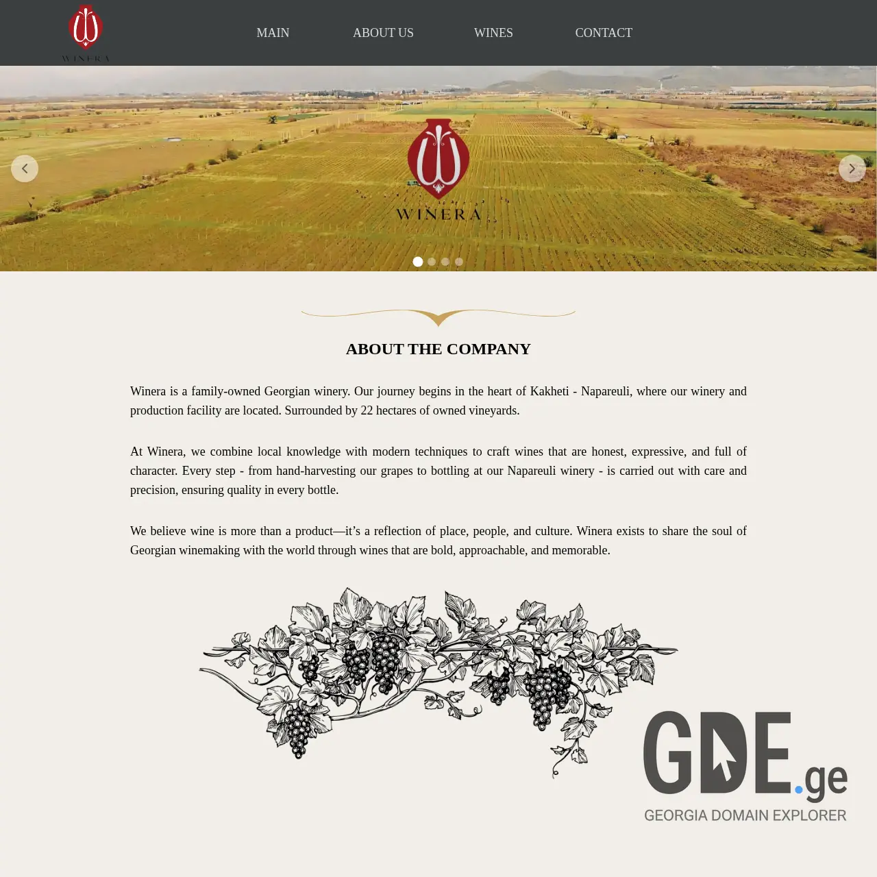 Screenshot of the site winera.ge at 2025-12-12