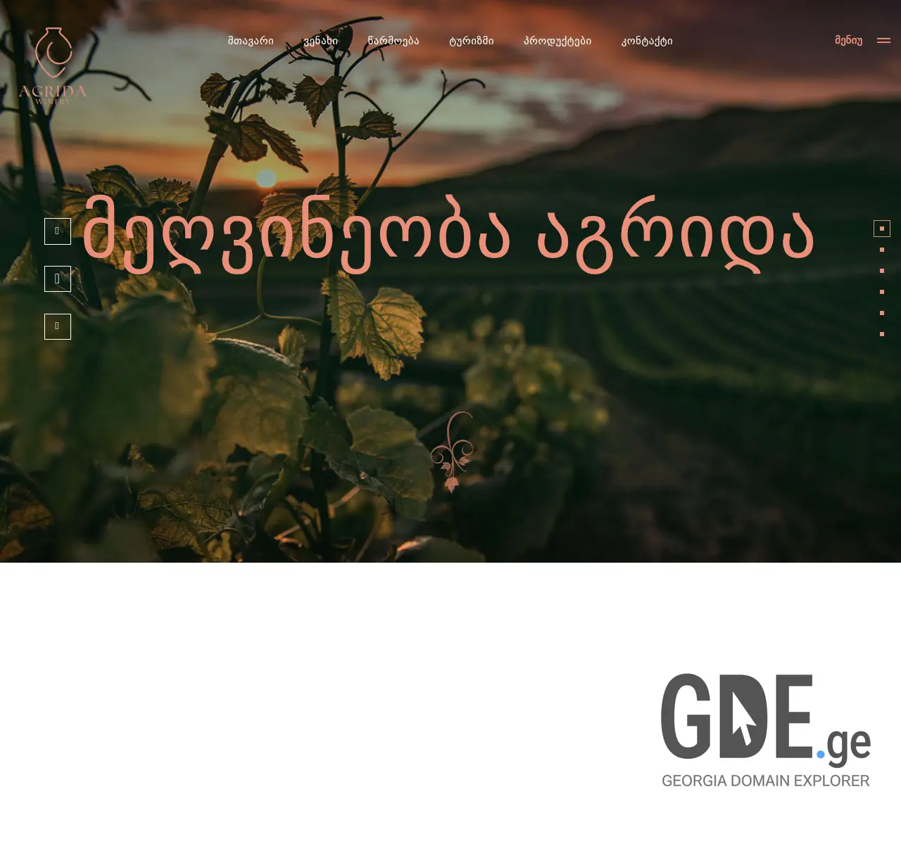 Screenshot of the site wineryagrida.ge at 2025-11-25