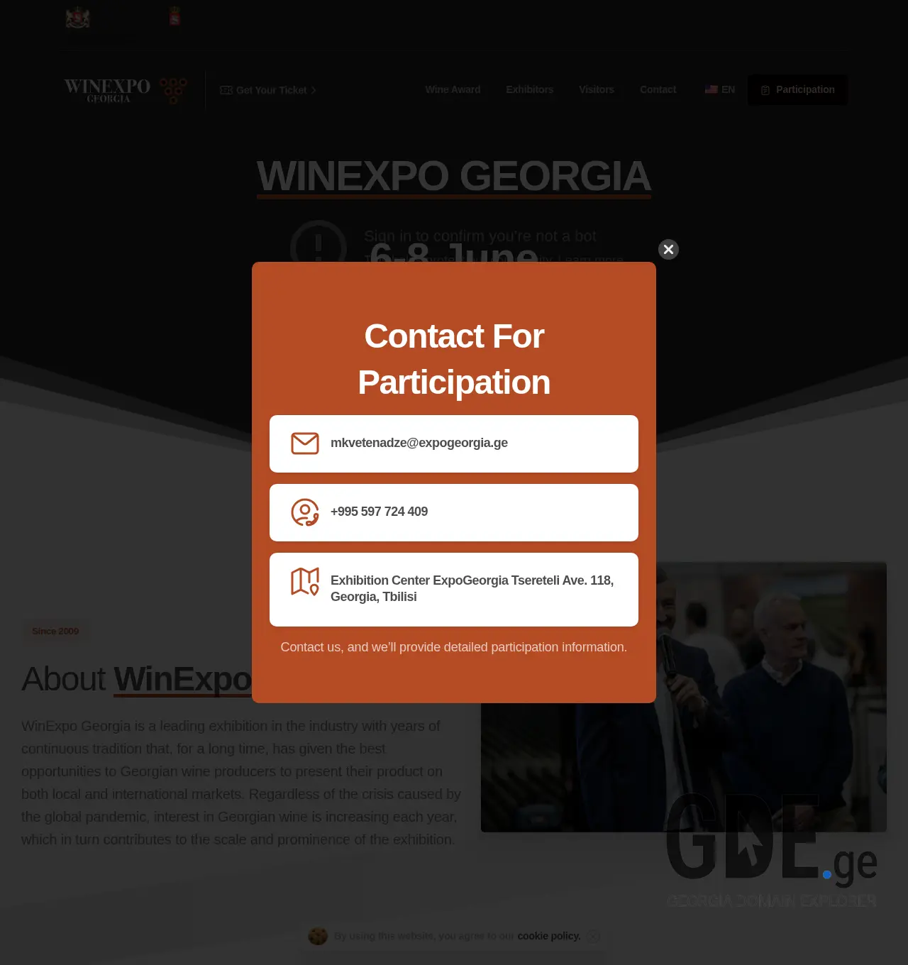 Screenshot of the site winexpo.ge at 2025-11-29