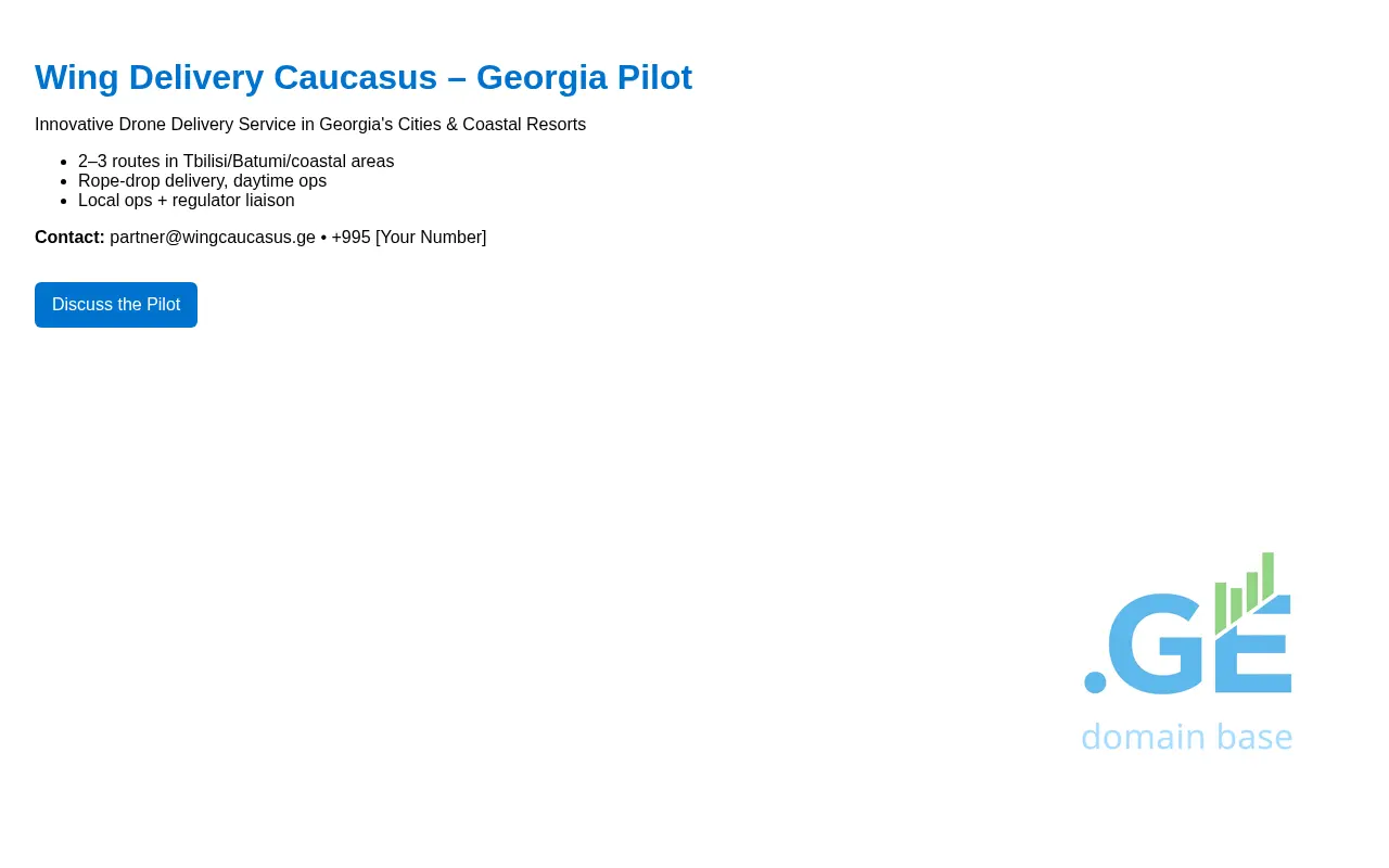 Screenshot of the site wingcaucasus.ge
