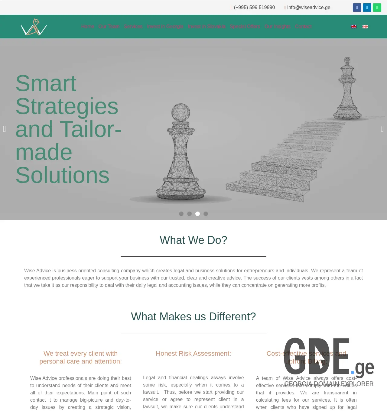 Screenshot of the site wiseadvice.ge at 2025-12-03