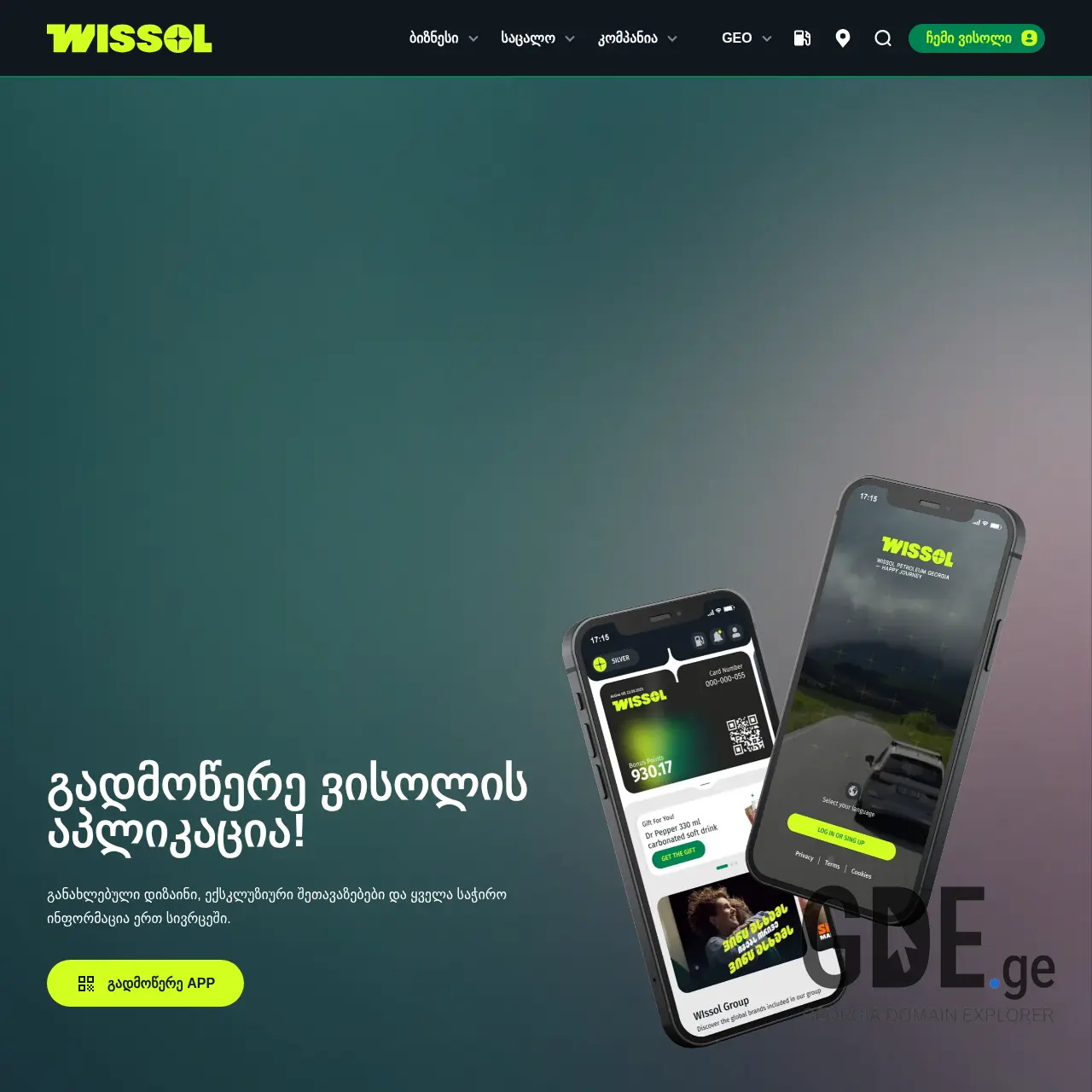 Screenshot of the site wissol.ge at 2026-02-27