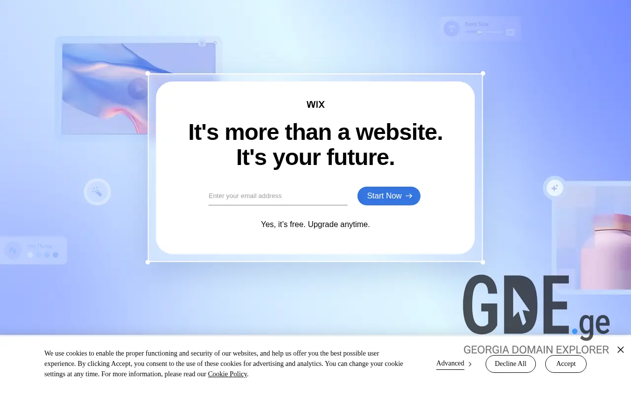 Screenshot of the site wix.ge at 2025-11-28