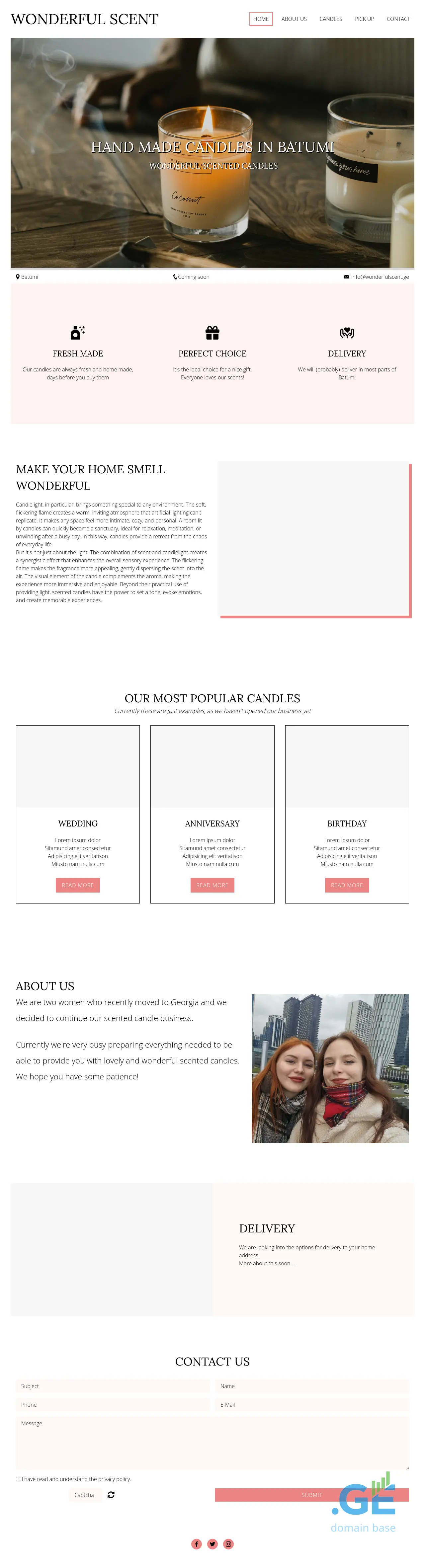 Screenshot of the site wonderfulscent.ge