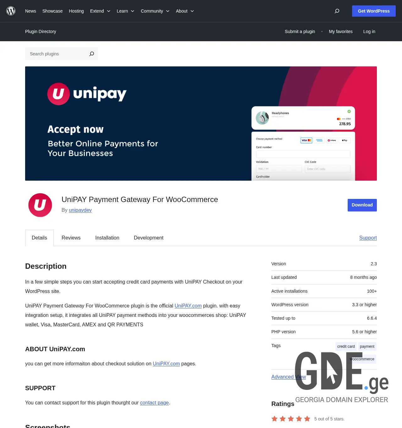 Screenshot of the site woocommerce.ge at 2025-11-29