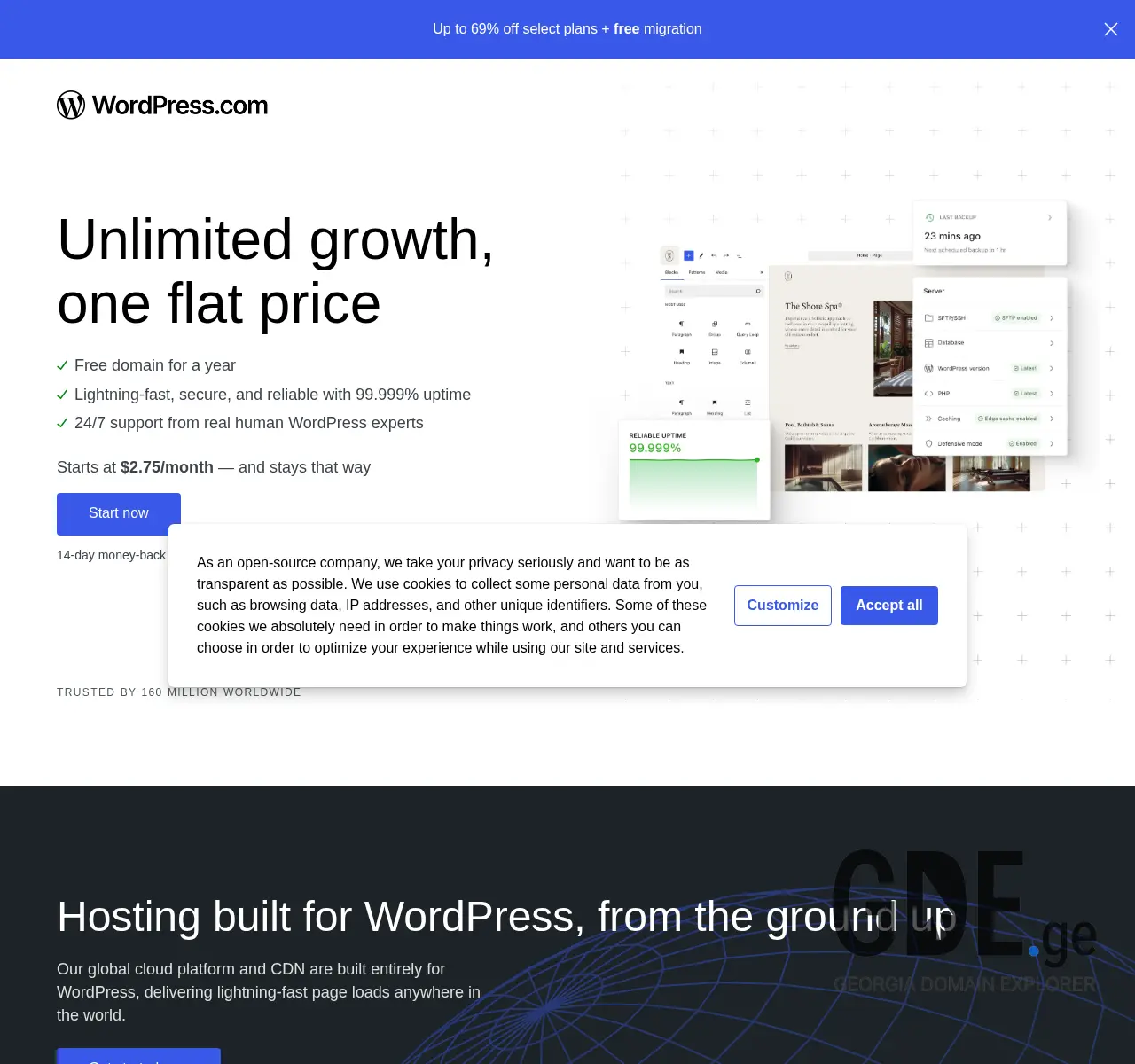 Screenshot of the site wordpress.ge at 2025-11-25