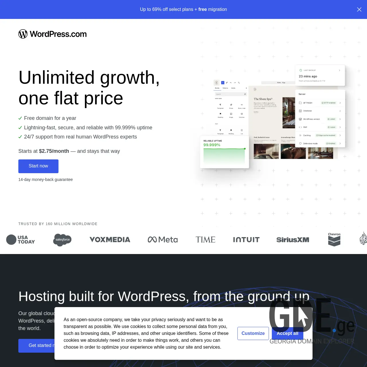 Screenshot of the site wordpress.ge at 2025-12-15