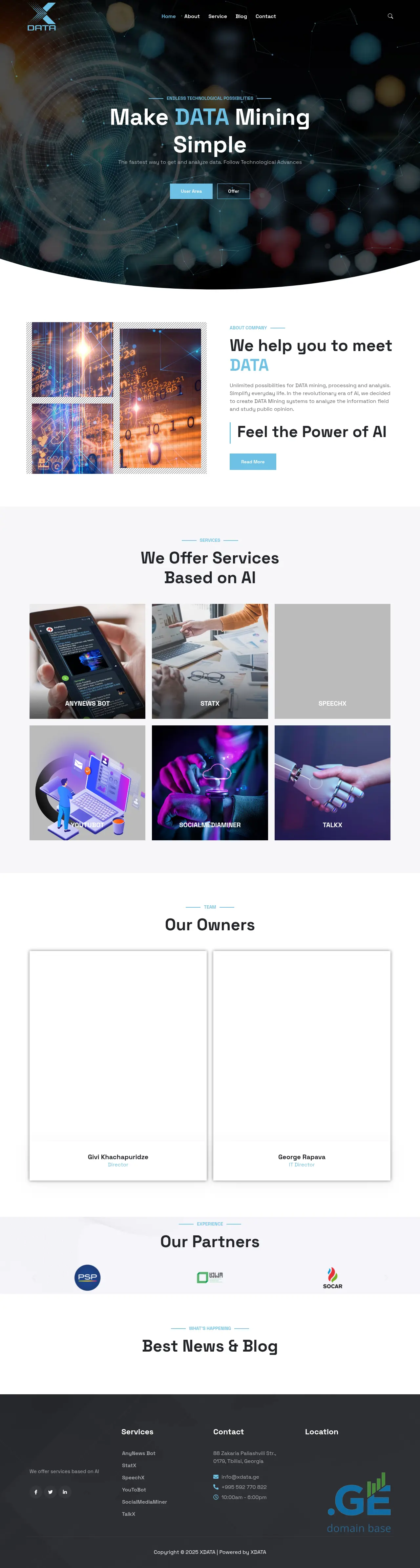 Screenshot of the site xdata.ge