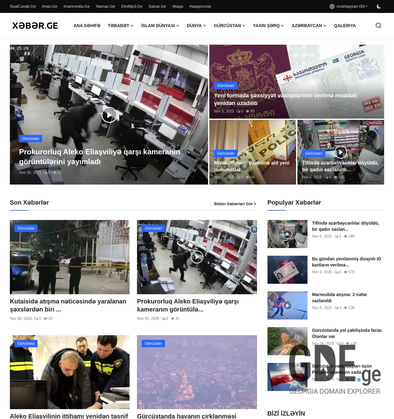 Screenshot of the site xeber.ge at 2025-11-30