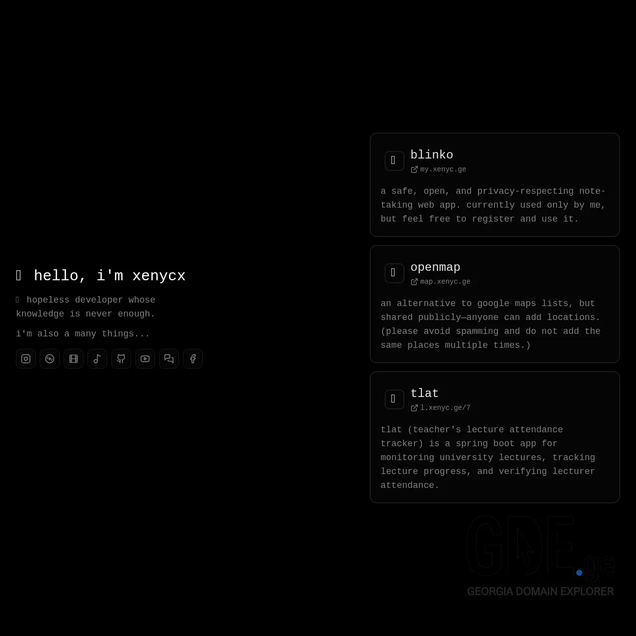 Screenshot of the site xenyc.ge at 2025-12-12