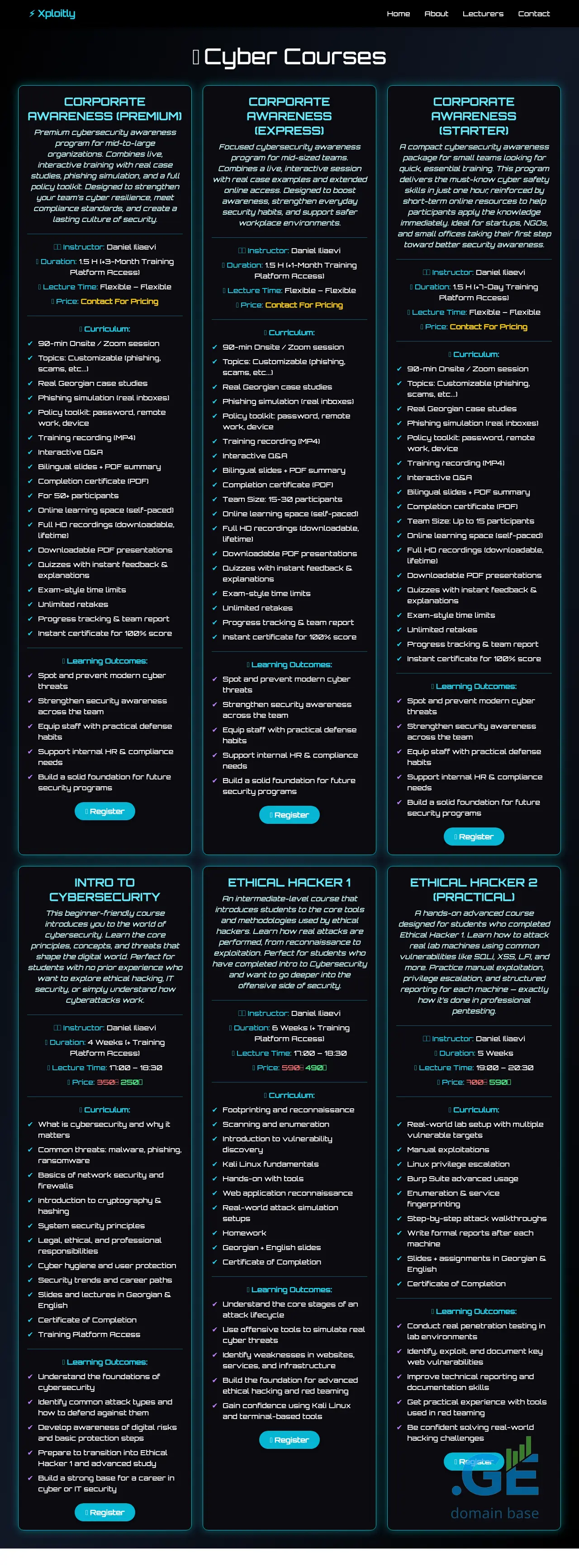Screenshot of the site xploitly.ge