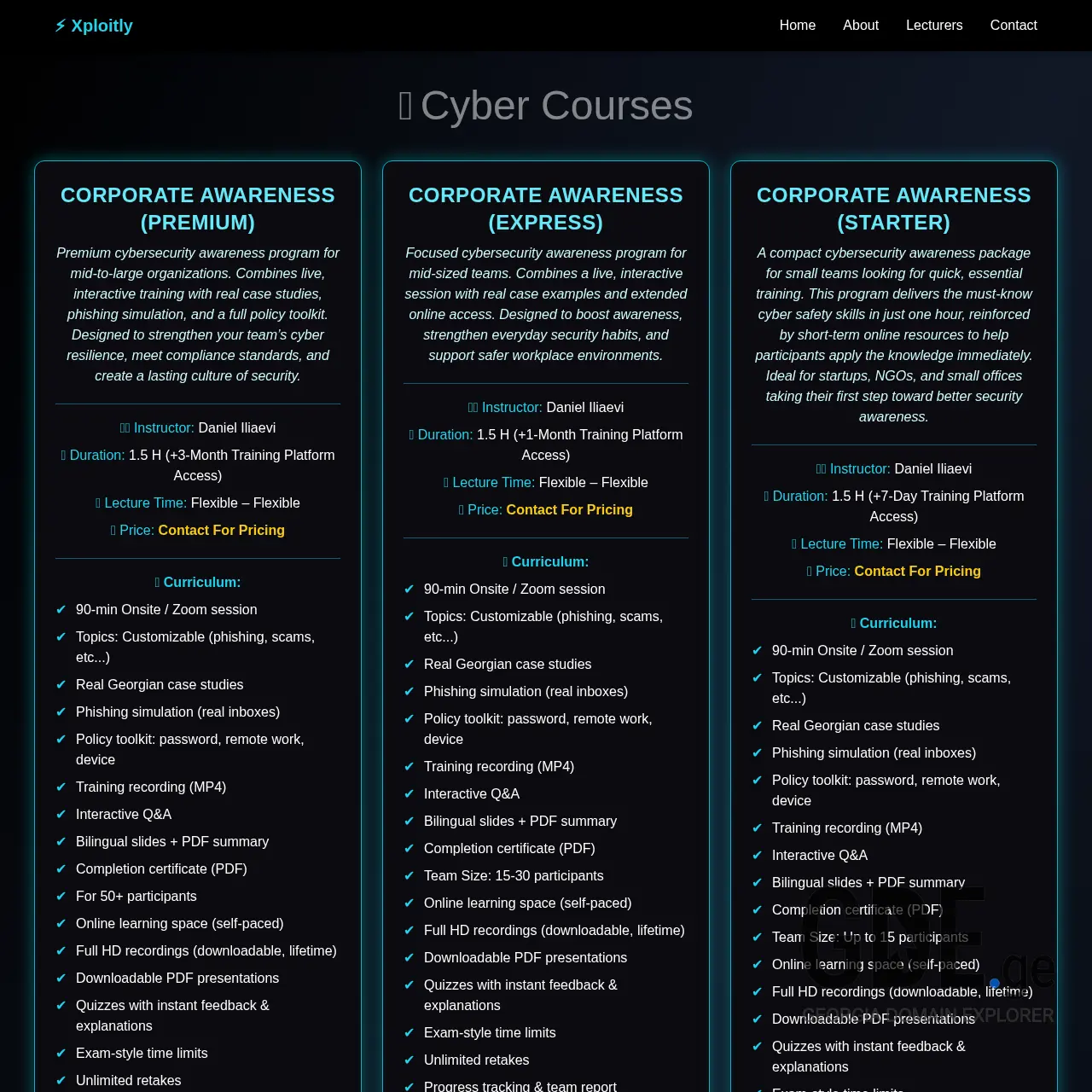 Screenshot of the site xploitly.ge at 2025-12-12