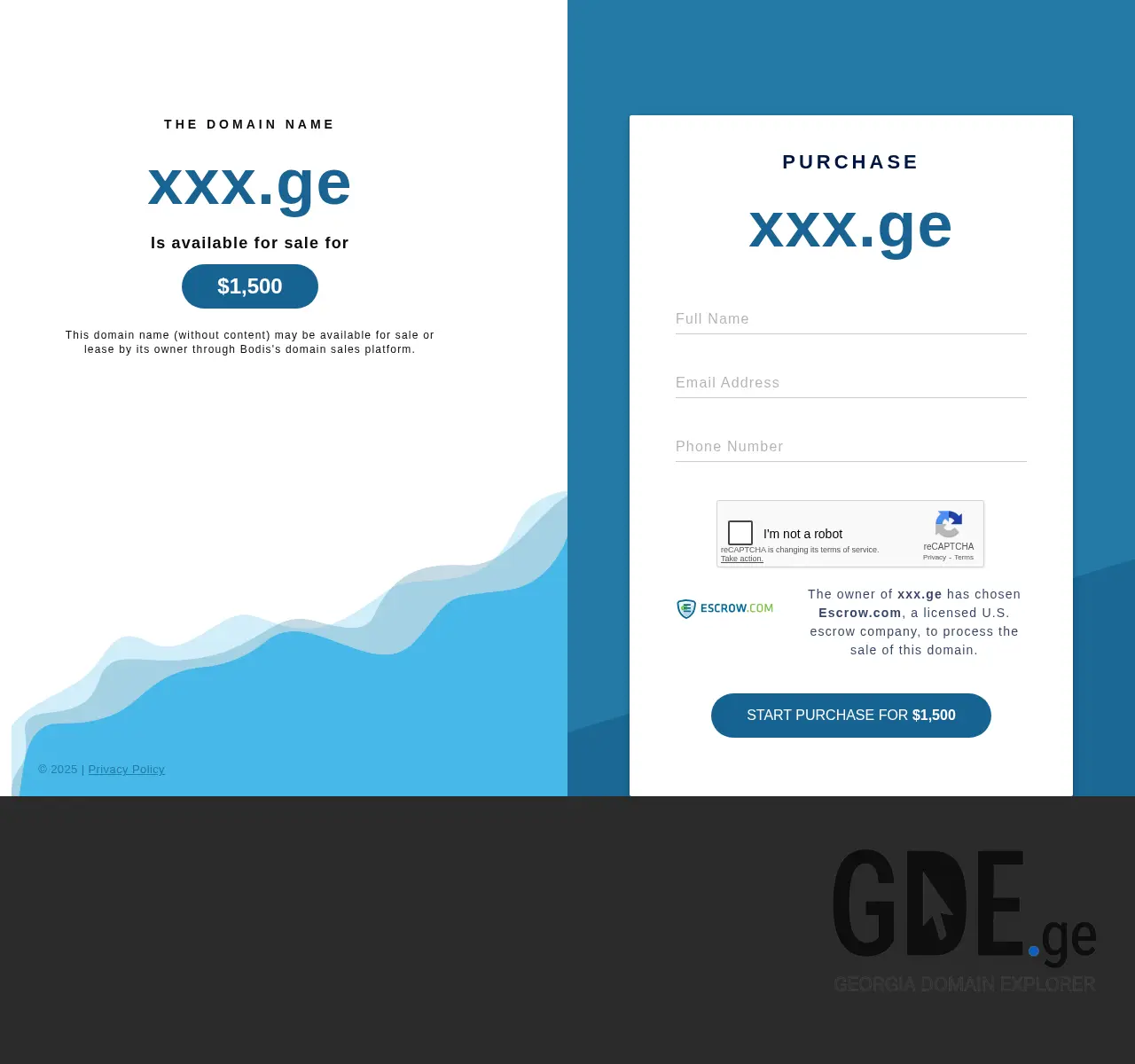 Screenshot of the site xxx.ge at 2025-11-26