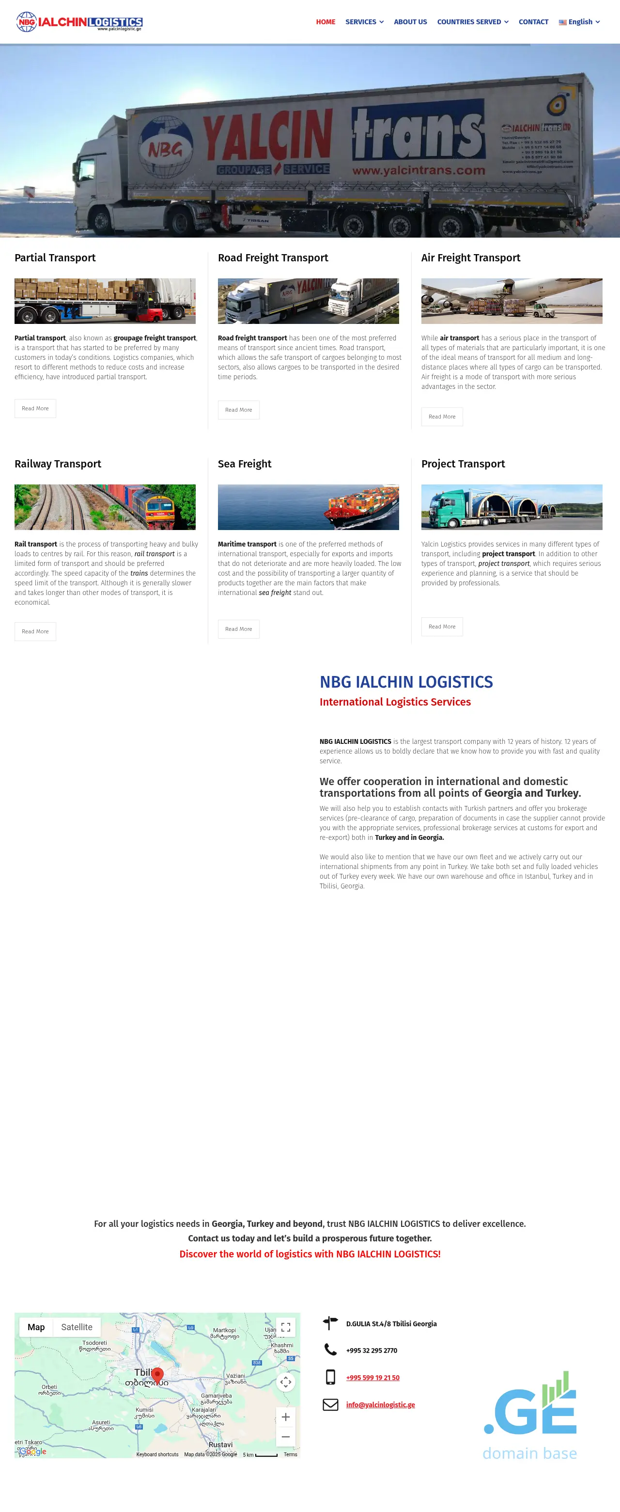 Screenshot of the site yalcinlogistic.ge at 2025-10-14