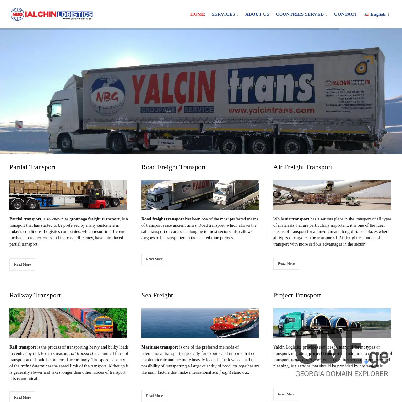 Screenshot of the site yalcinlogistic.ge at 2025-12-12