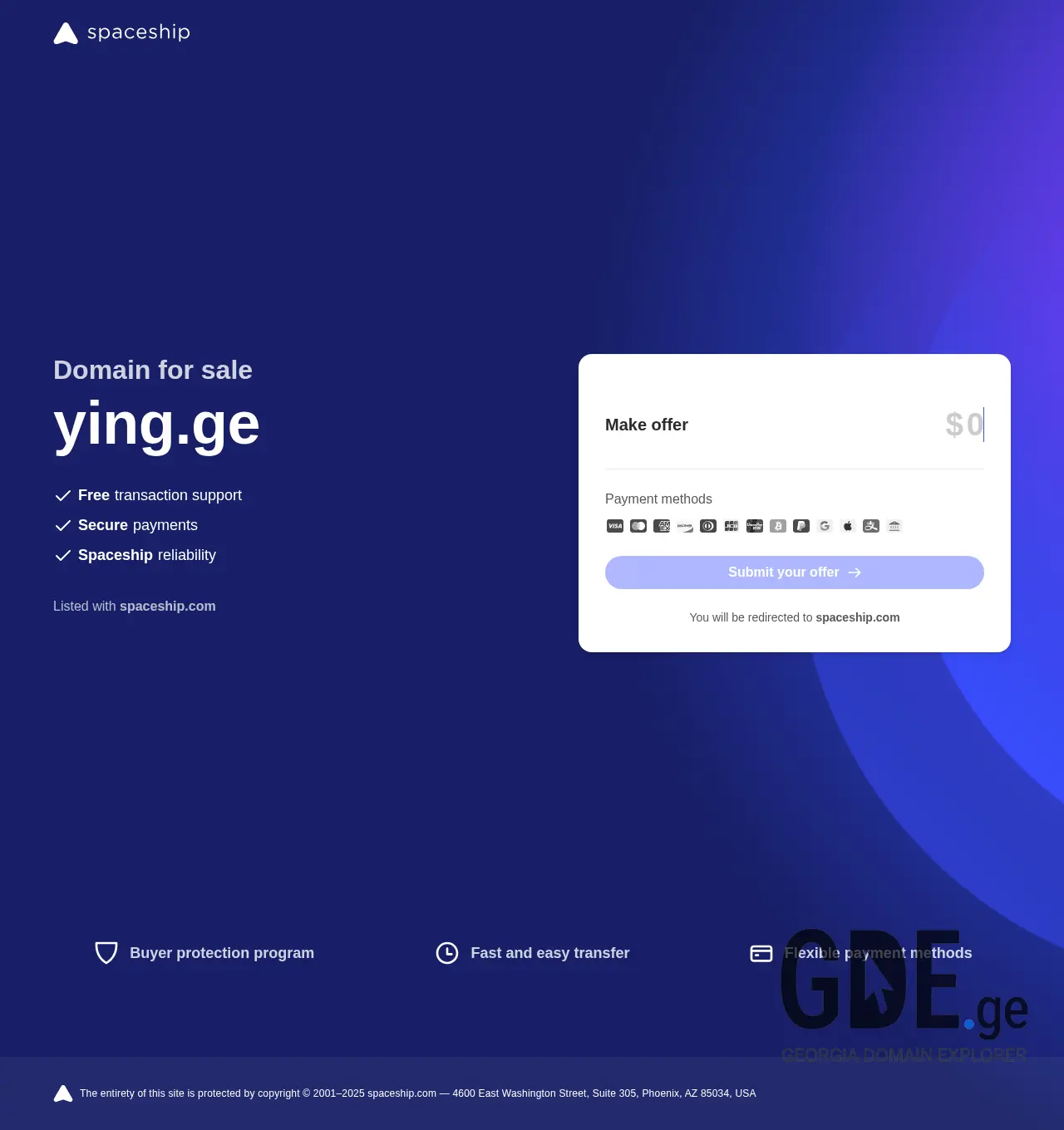 Screenshot of the site ying.ge at 2025-11-29