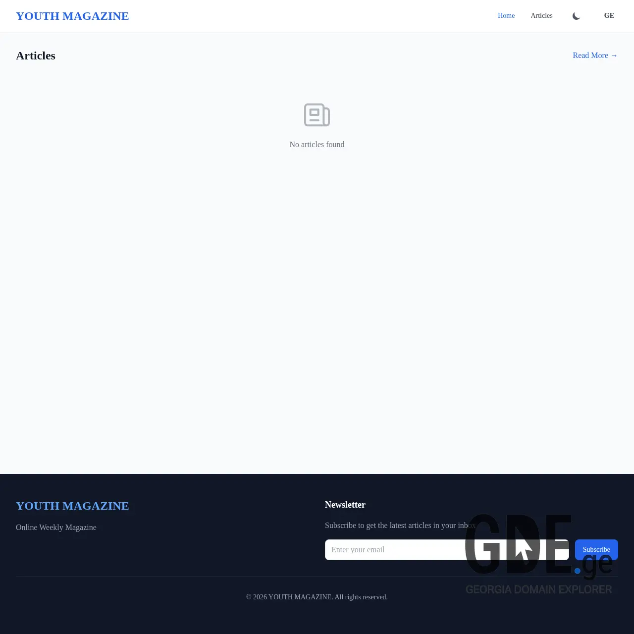 Screenshot of the site youthmagazine.ge at 2026-02-14