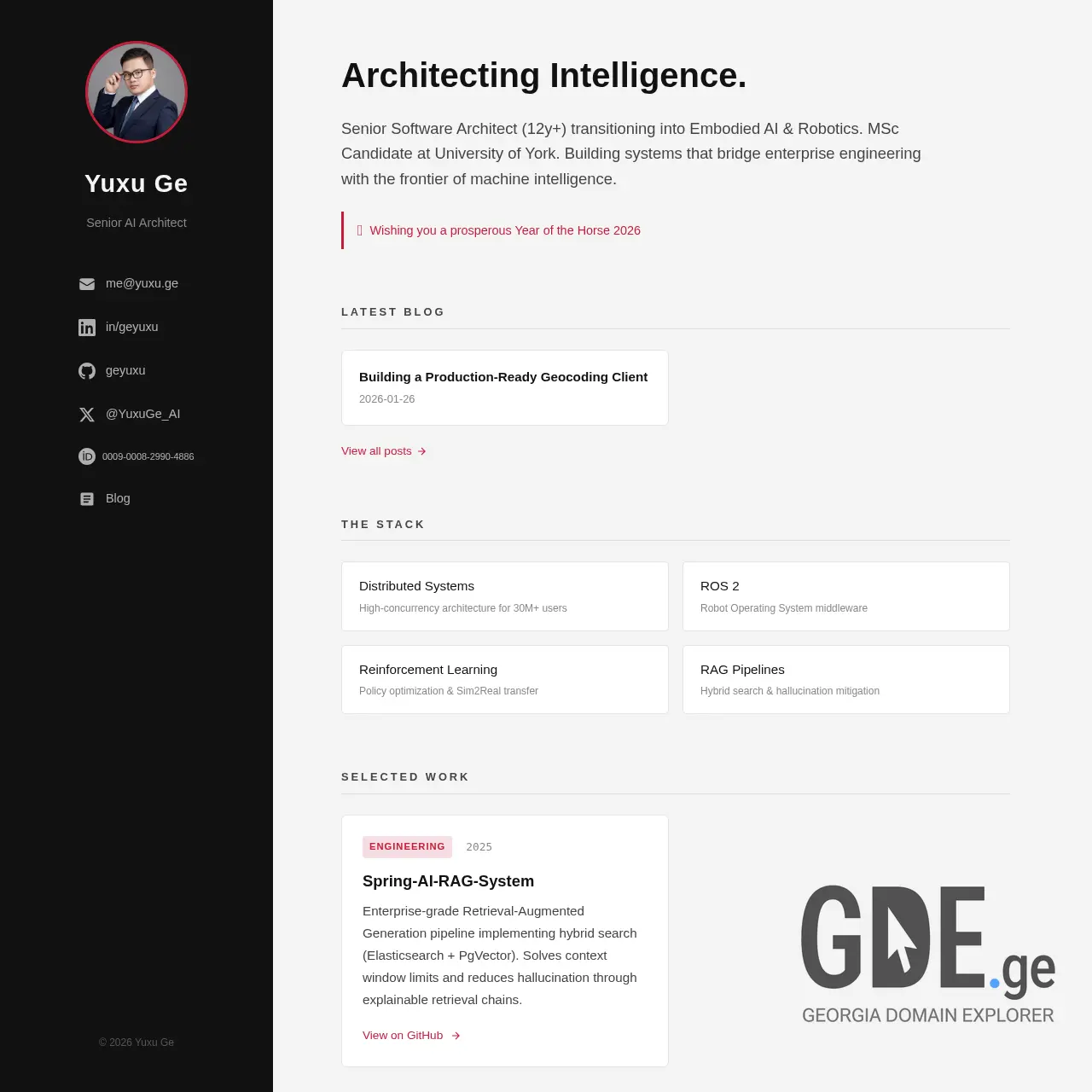 Screenshot of the site yuxu.ge at 2026-01-26