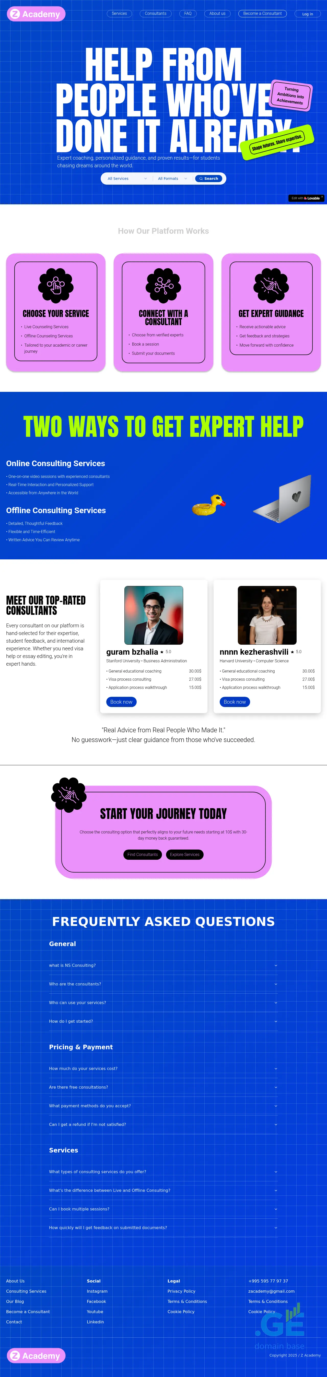 Screenshot of the site z-academy.ge