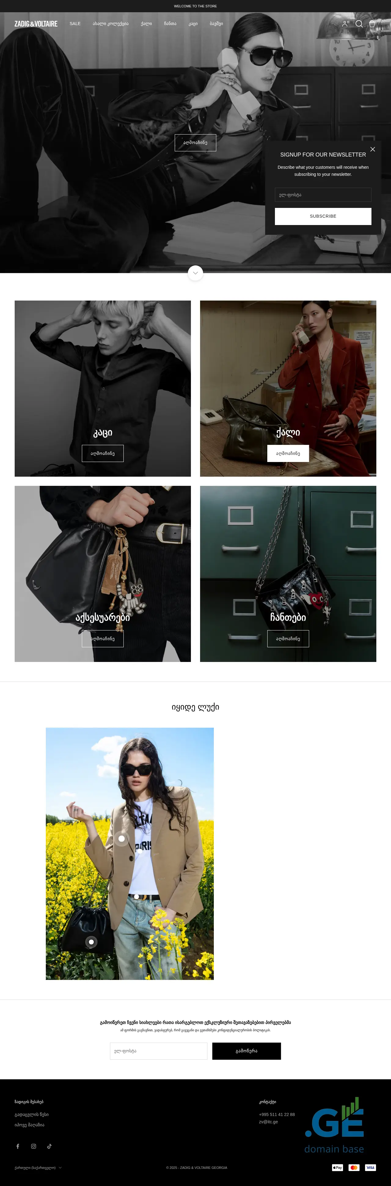 Screenshot of the site zadigetvoltaire.ge