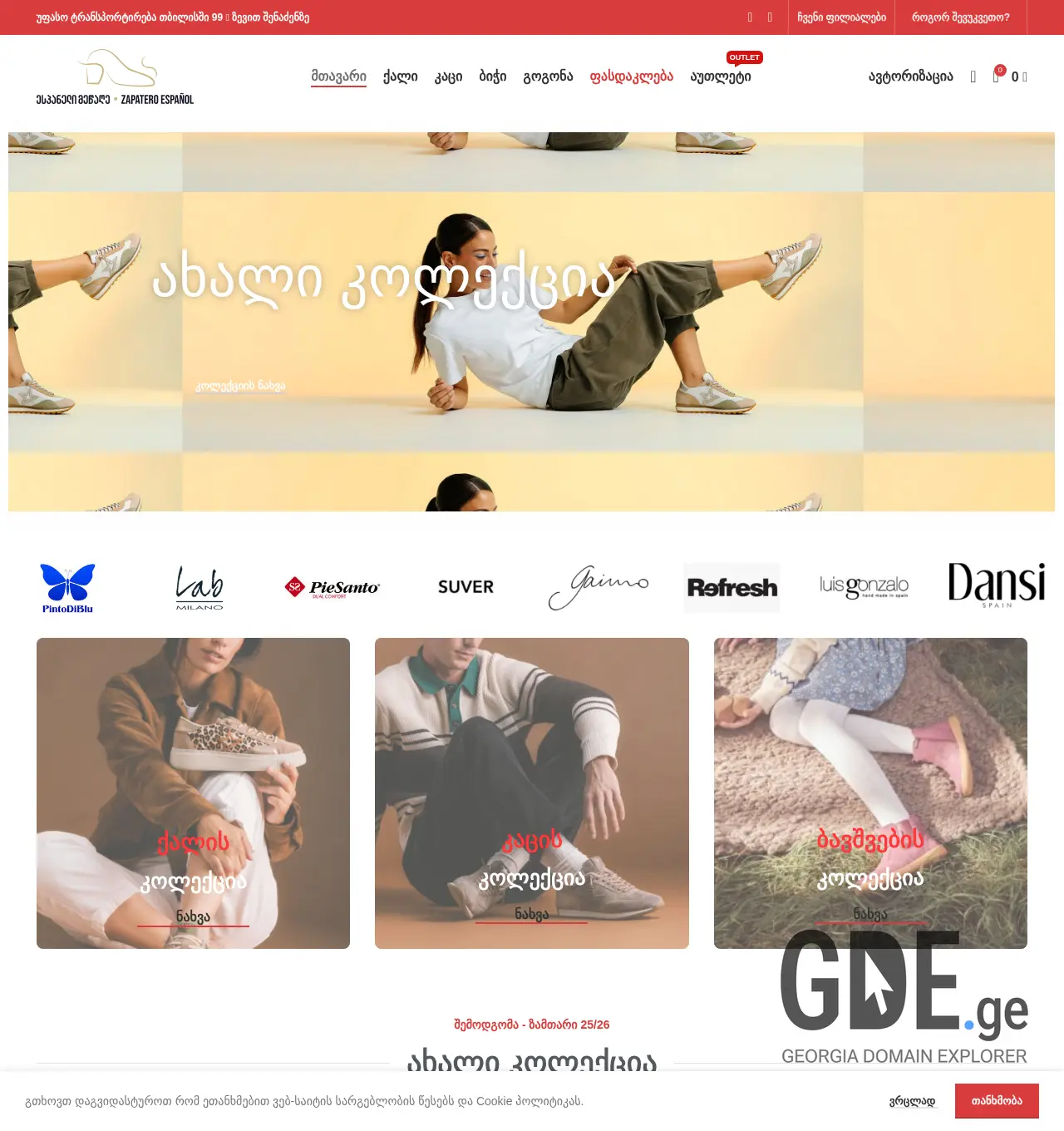 Screenshot of the site zapatero.ge at 2025-11-30