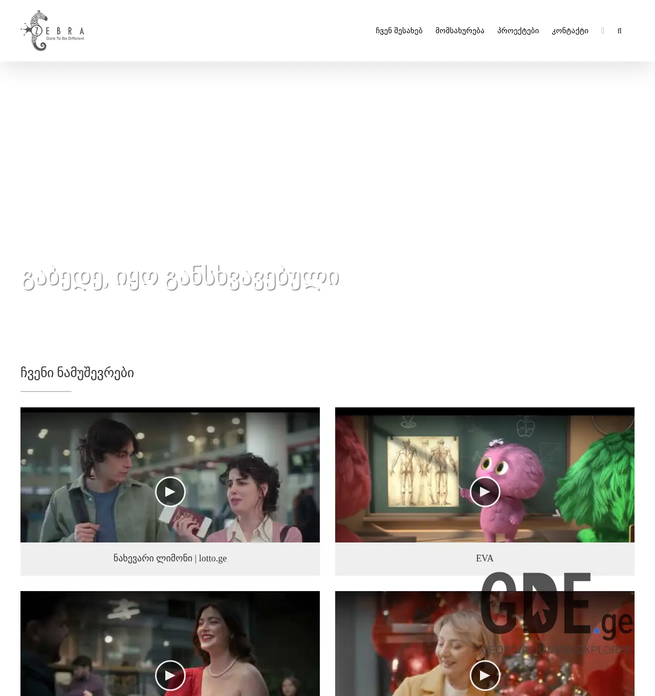 Screenshot of the site zebrastudio.ge at 2025-11-29