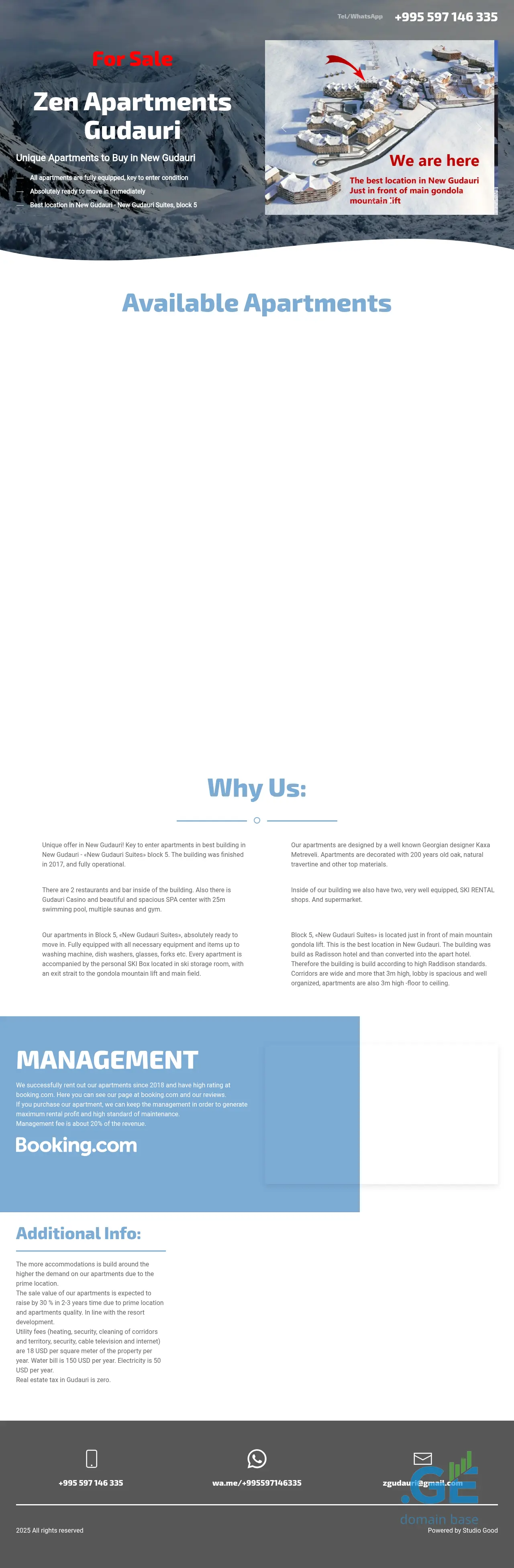 Screenshot of the site zenapartments.ge
