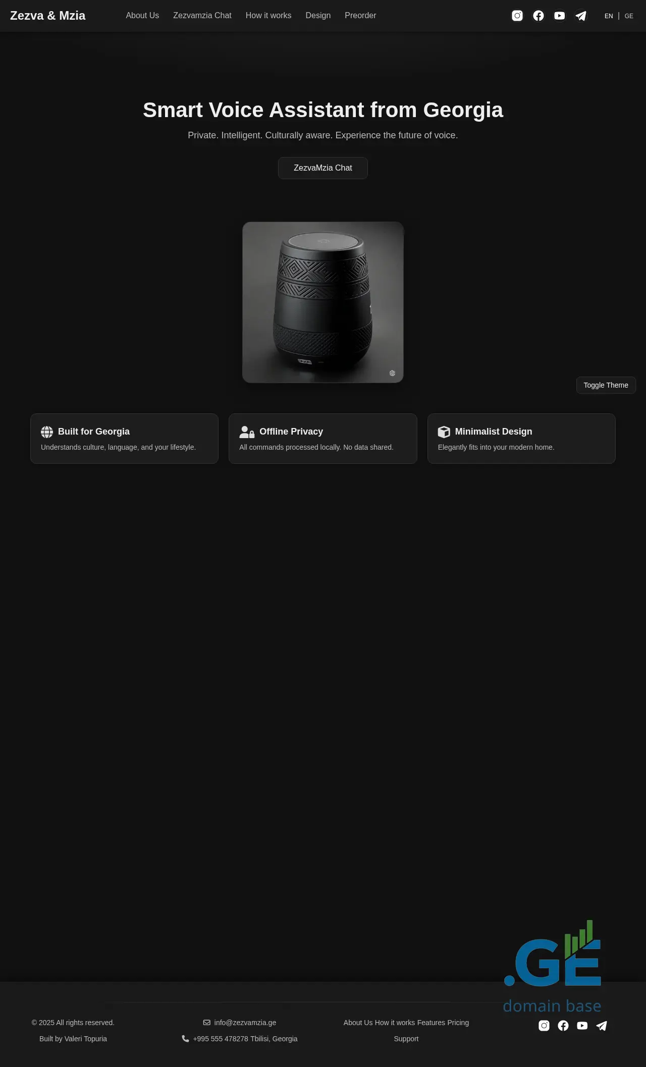 Screenshot of the site zezvamzia.ge