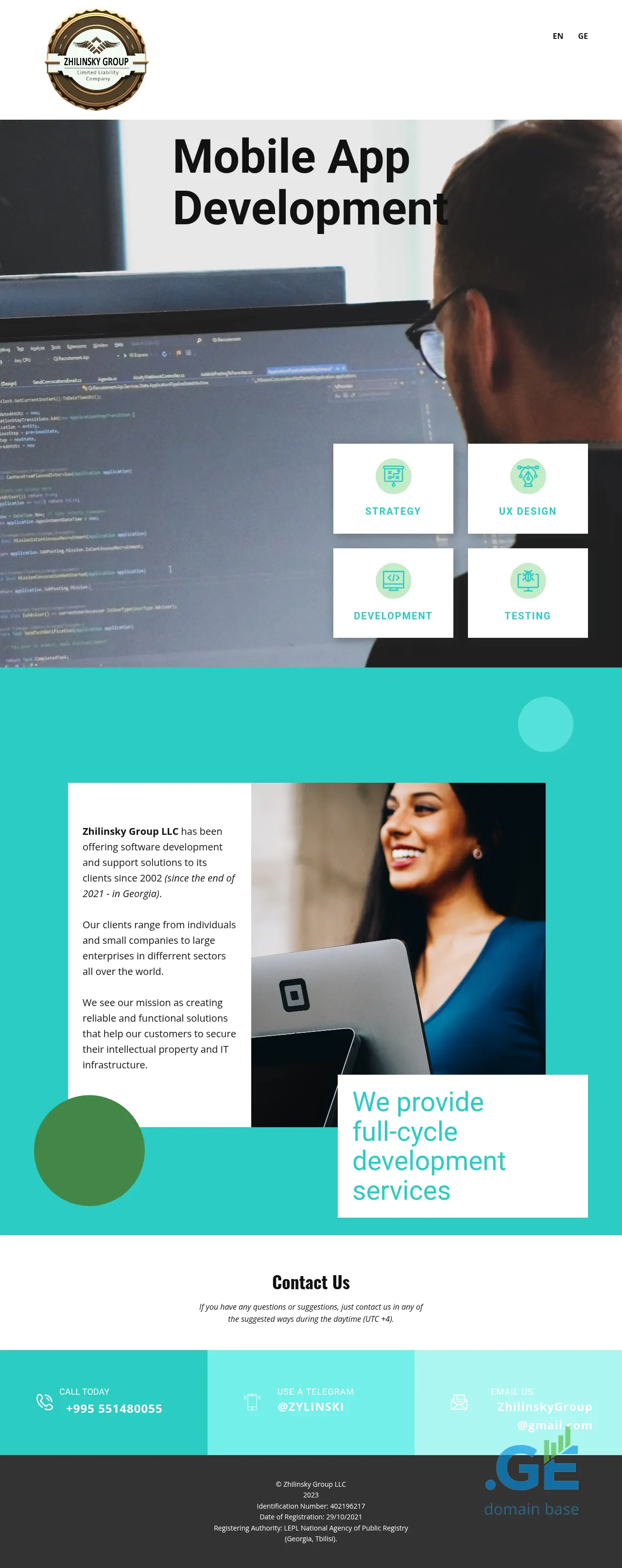 Screenshot of the site zhilinskygroup.ge