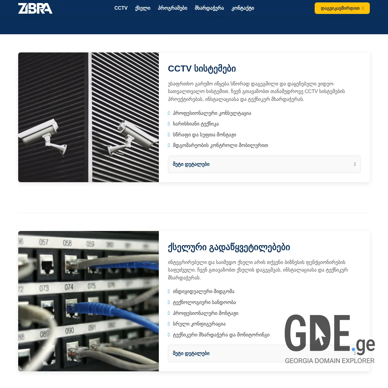 Screenshot of the site zibra.ge at 2025-12-12
