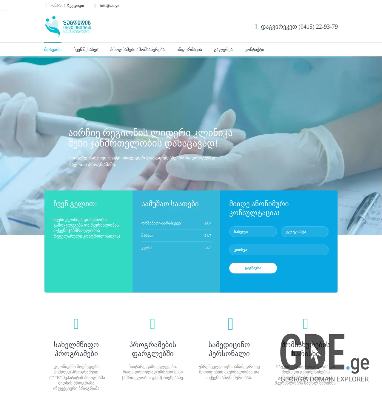 Screenshot of the site zic.ge at 2025-11-29