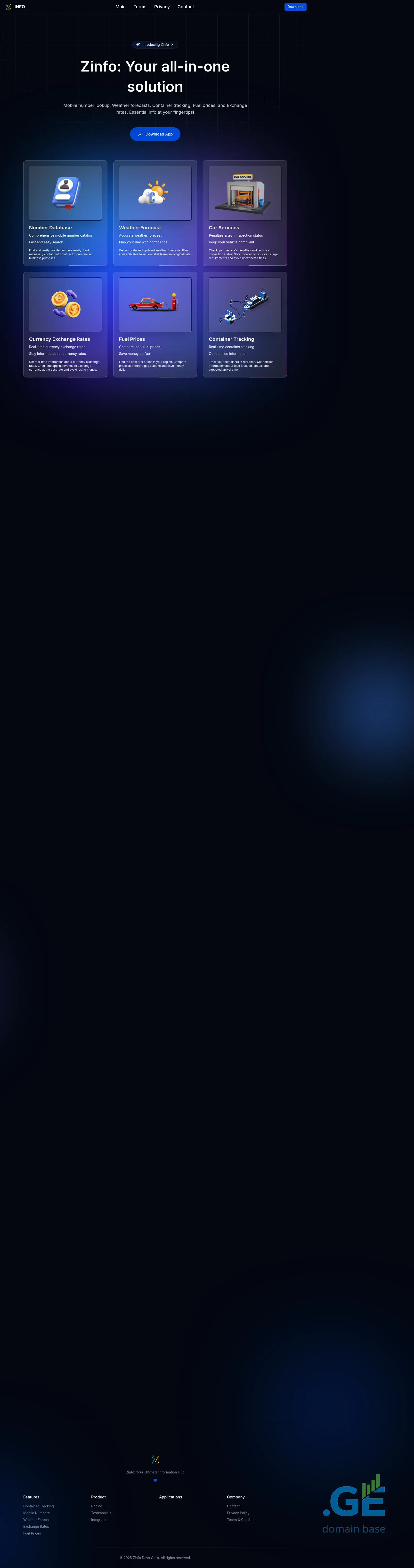 Screenshot of the site zinfo.ge