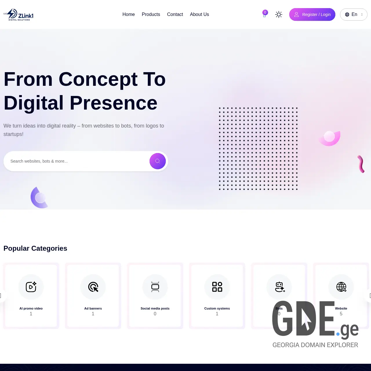 Screenshot of the site zlink1.ge at 2025-12-12