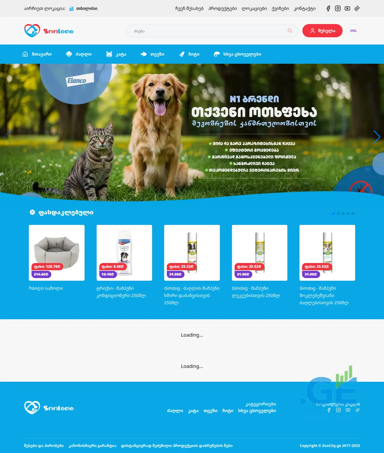 Screenshot of the site zoocity.ge