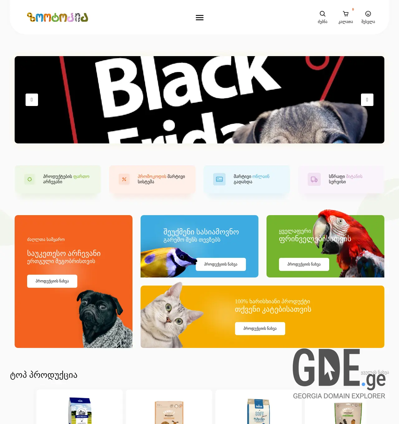 Screenshot of the site zootopia.ge at 2025-12-03