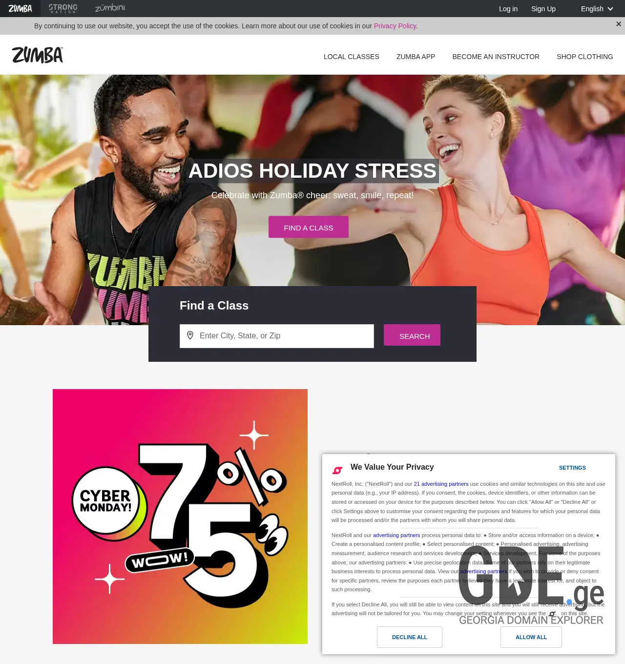 Screenshot of the site zumba.ge at 2025-12-03